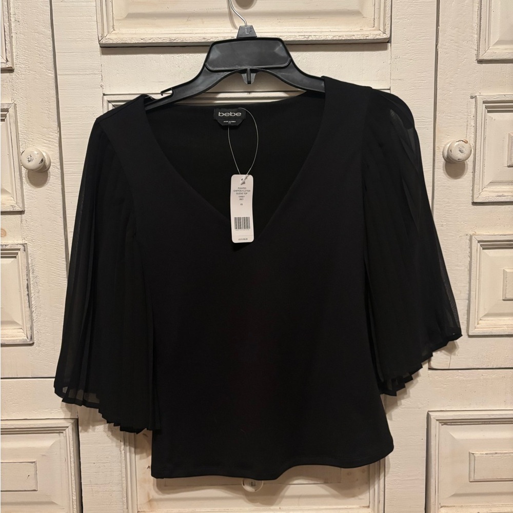 Bebe Elegant Black V-Neck Blouse
